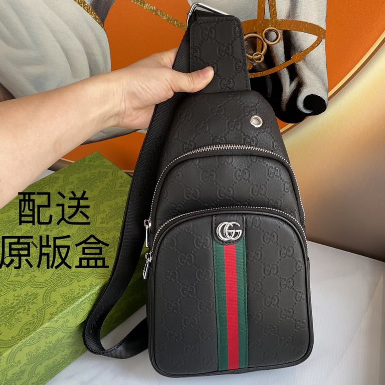 [Distribution of the original box] [Original single goods] [love] Gucci original single authentic new counter with the same high-end men's casual chest bag   workmanship is super refined and elegant. With imported raw ma