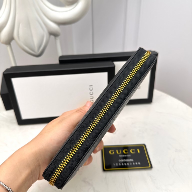 () [Original] Gucci Gucci  [Model] 666023 small wallet [Size] 19-10-2.5cm [Color] black high-end quality (original authentic) [Material] Gucci counter purchases classic  original imported   cowhide  authentic imports of 