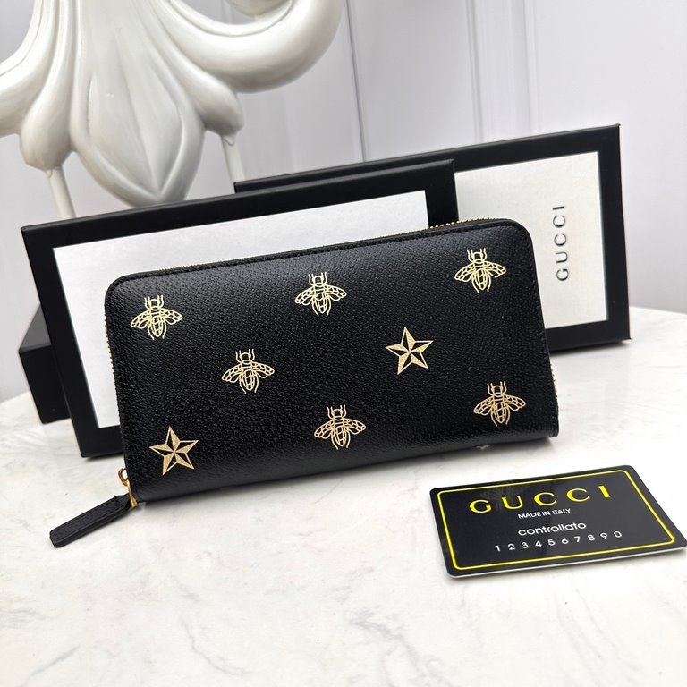 () [Original] Gucci Gucci  [Model] 666023 small wallet [Size] 19-10-2.5cm [Color] black high-end quality (original authentic) [Material] Gucci counter purchases classic  original imported   cowhide  authentic imports of 