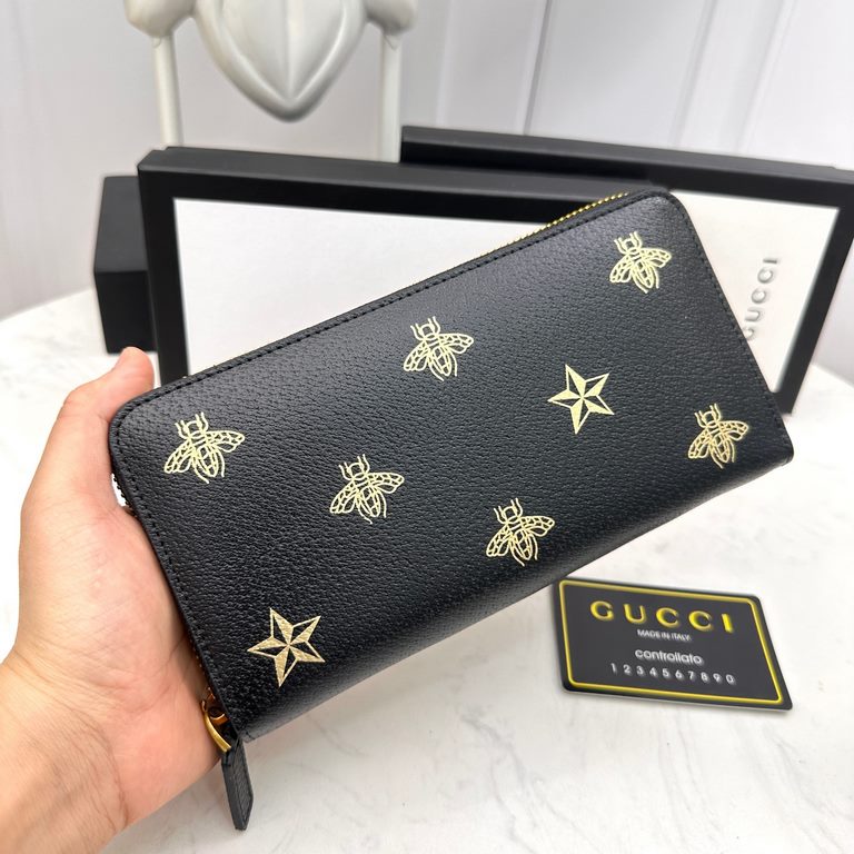 () [Original] Gucci Gucci  [Model] 666023 small wallet [Size] 19-10-2.5cm [Color] black high-end quality (original authentic) [Material] Gucci counter purchases classic  original imported   cowhide  authentic imports of 