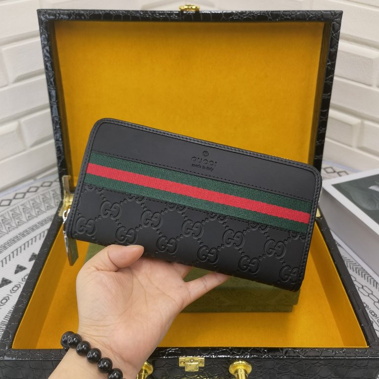 [Original] Gucci [Model] 6660105 Small Wallet [Size] 19-10-2.5cm [Color] Black High-end quality (original authentic) [Material] Gucci counter purchased classic  original imported   cowhide  authentic imported YKK logo ha