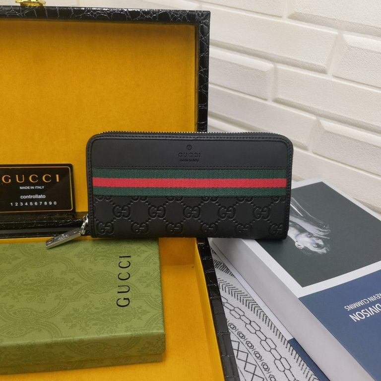 [Original] Gucci [Model] 6660105 Small Wallet [Size] 19-10-2.5cm [Color] Black High-end quality (original authentic) [Material] Gucci counter purchased classic  original imported   cowhide  authentic imported YKK logo ha