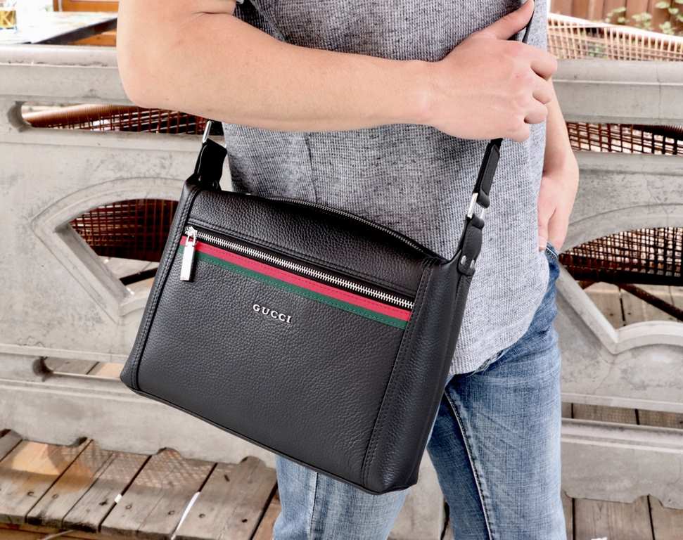 GUCCl Gucci 【Large Capacity】 （Model 1313-2） Casual Crossbody Bag 【Color】 Black ~ High-end quality (top workmanship) 【Material】 Gucci GUCCl Counter OEM new   Original imported head layer   cowhide   Authentic imported Guc