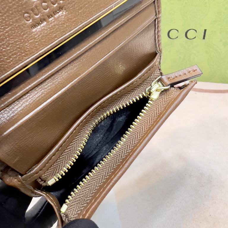 New to the      SpringSummer collection is the Gucci    1955 Horsebit Card Case in GG Supreme premium faux canvas and brown leather. This detail is inspired by the brand's equestrian roots and is part of Gucci's classic 