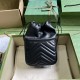 .   Comes with a full set of original green box packaging  GG Marmont Collection Mini Bucket Bag. This mini bucket bag is crafted in black quilted V-shaped leather. A signature element of the GG Marmont collection, the g