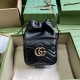 .   Comes with a full set of original green box packaging  GG Marmont Collection Mini Bucket Bag. This mini bucket bag is crafted in black quilted V-shaped leather. A signature element of the GG Marmont collection, the g