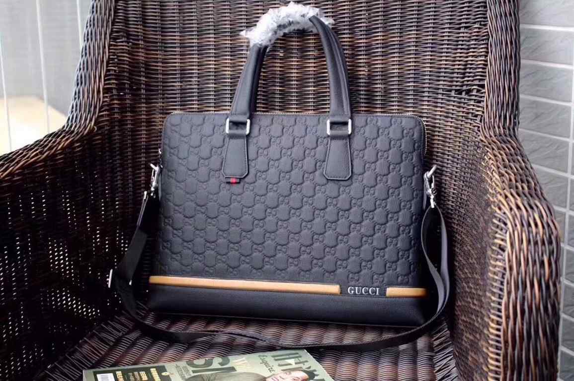 Lot. GUCCl Gucci Exclusive new   [Model] G2846-1 Business casual bag [Size] 38x29x6cm [Color] black High-end quality (top workmanship) [Material] Gucci GUCCl Counter OEM new   Original imported head layer   cowhide   Aut