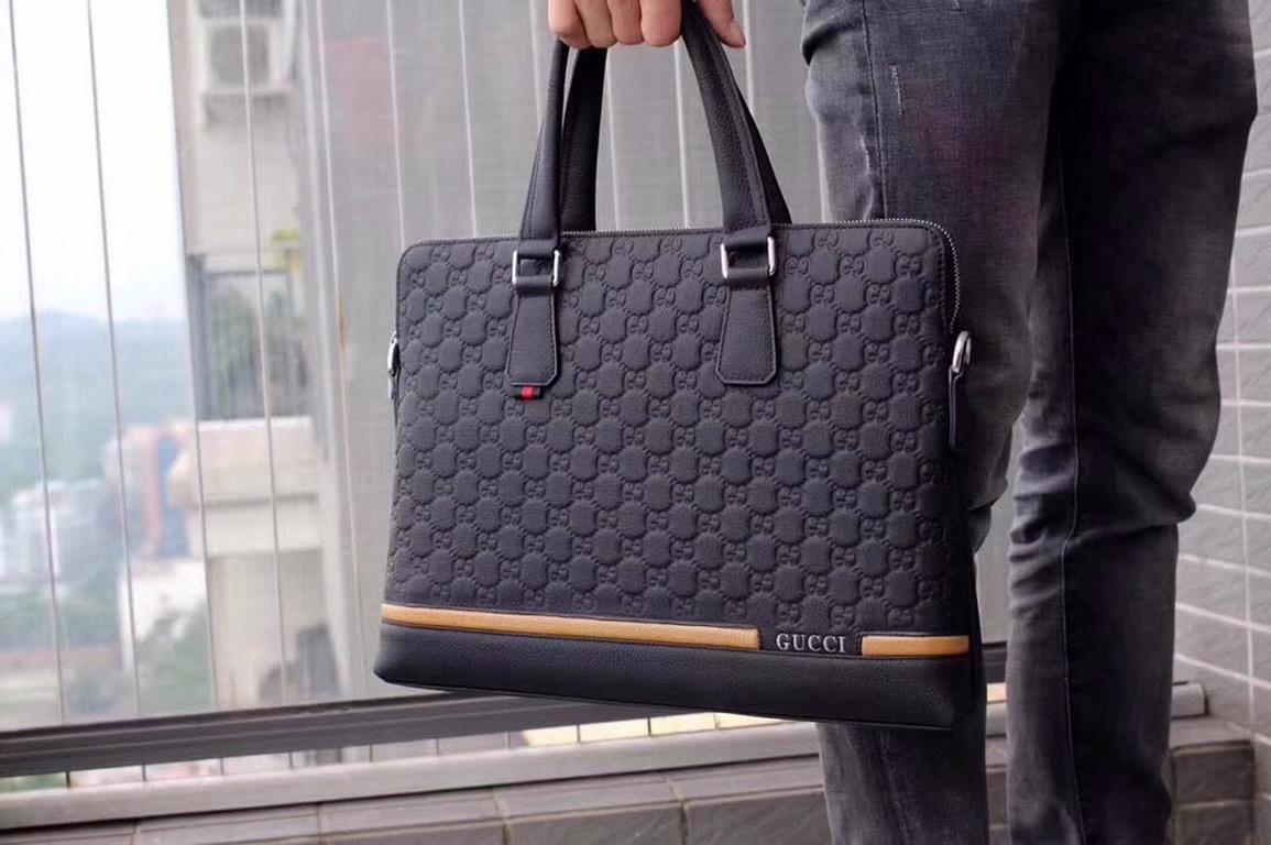 Lot. GUCCl Gucci Exclusive new   [Model] G2846-1 Business casual bag [Size] 38x29x6cm [Color] black High-end quality (top workmanship) [Material] Gucci GUCCl Counter OEM new   Original imported head layer   cowhide   Aut