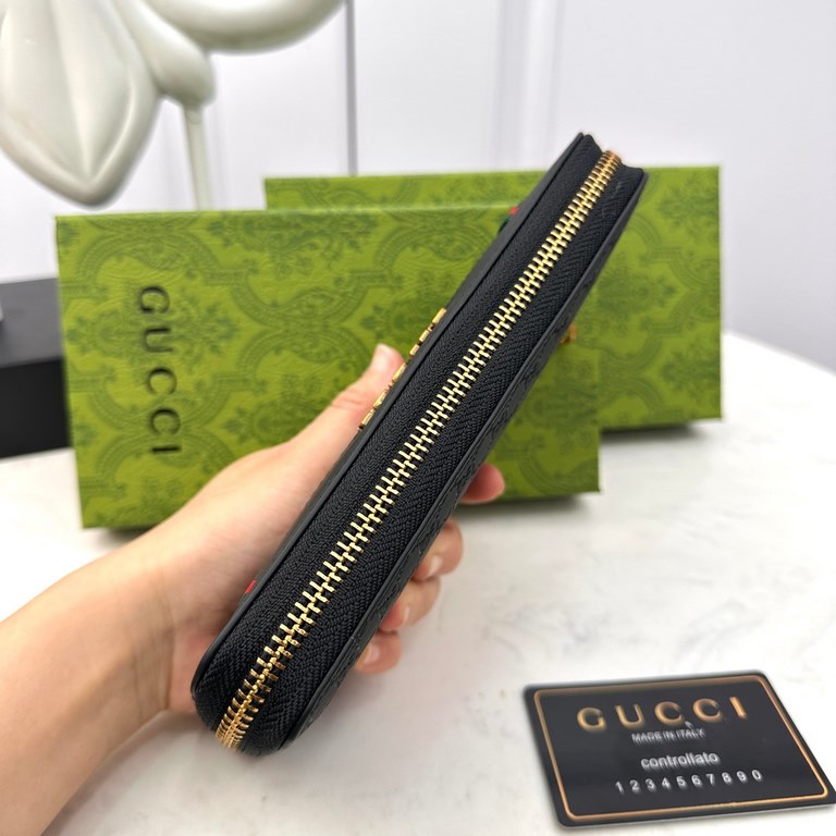 [Original] Gucci Gucci  [Model] 666005 Small Wallet [Size] 19-10-2.5cm [Color] Black High-end quality (original authentic) [Material] Gucci Counter OEM Classics  Original Imported   Cowhide  Authentic Imported YKK Logo H