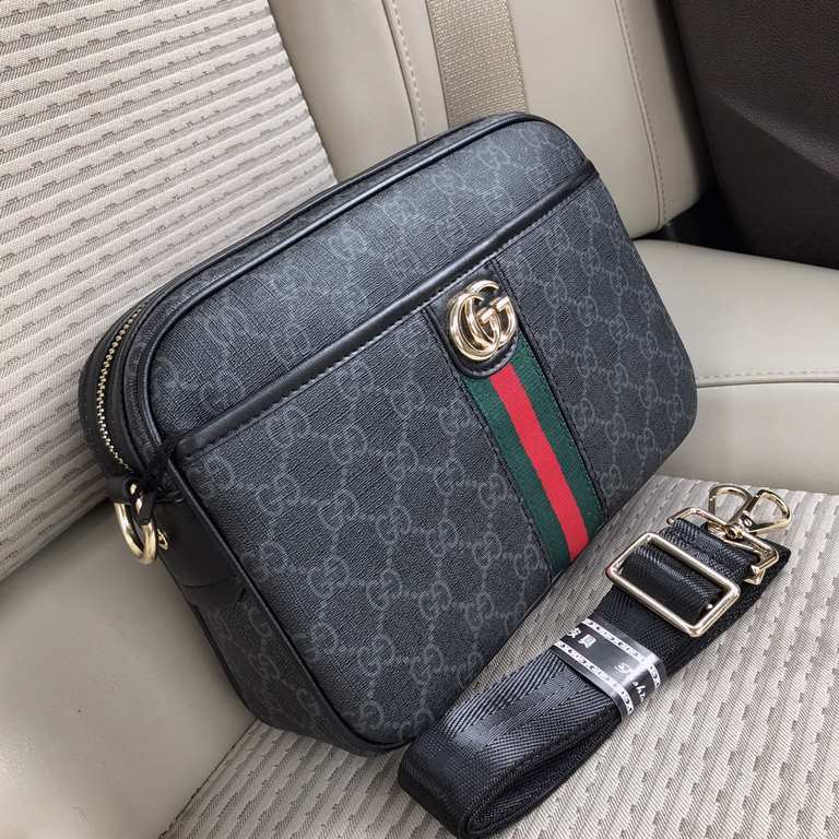 Gucci A122-1 Waist Bag      This waist bag is made of specialized pvc with top-grain cowhide leather, combining casual chic with modern functionality. Ergonomically shaped with an adjustable strap, it can be worn around 