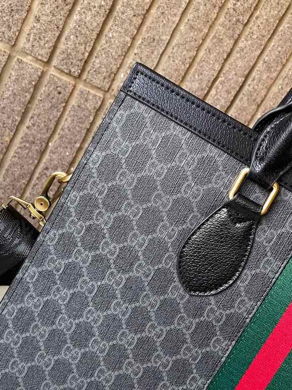 9127 Black Brown  High-end   The new GUCCI Ophidia collection presents a new design briefcase in GG Supreme synthetic canvas, featuring the brand's iconic webbing and double G-shaped hardware. The double handles and deta