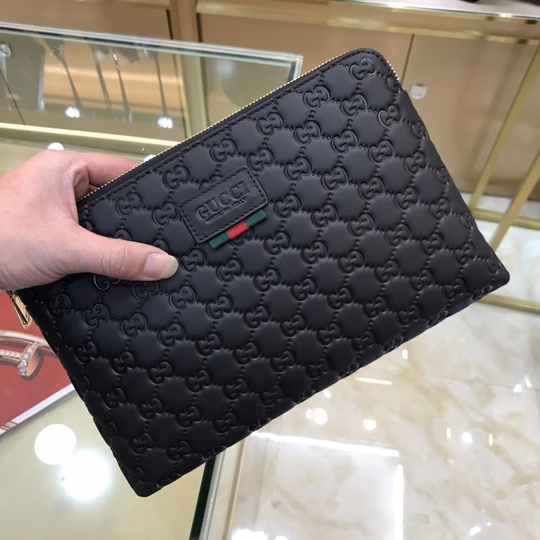 GUCCI [Gucci]  Drunken Explosion Model Men's Clutch Bag   Impeccable workmanship details! [Color] Stitching is neat and meticulous, and the fully hand-folded edges are perfectly rendered! Brushed leather, original hardwa