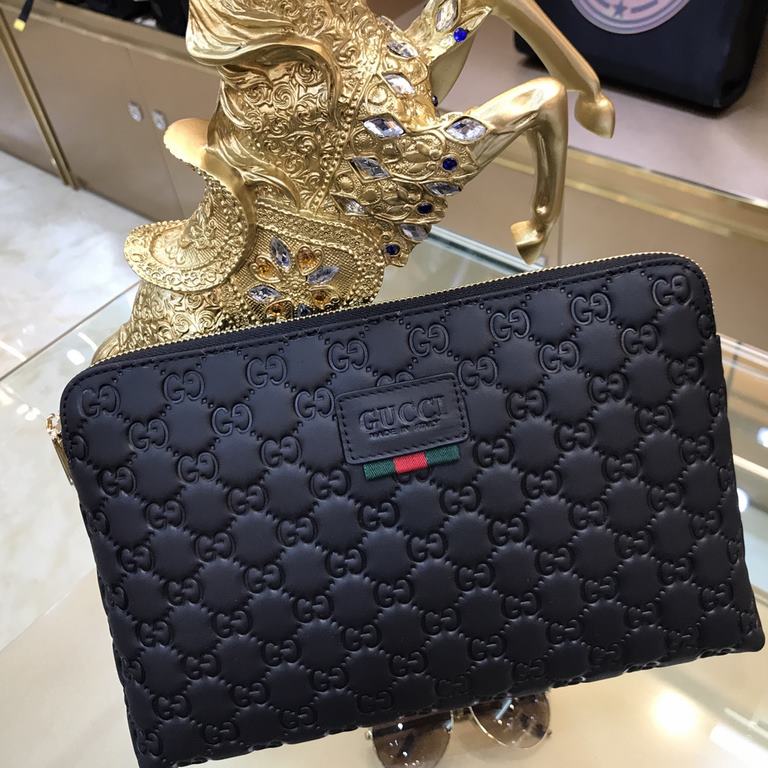 GUCCI [Gucci]  Drunken Explosion Model Men's Clutch Bag   Impeccable workmanship details! [Color] Stitching is neat and meticulous, and the fully hand-folded edges are perfectly rendered! Brushed leather, original hardwa