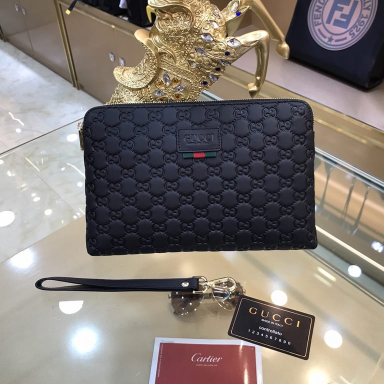 GUCCI [Gucci]  Drunken Explosion Model Men's Clutch Bag   Impeccable workmanship details! [Color] Stitching is neat and meticulous, and the fully hand-folded edges are perfectly rendered! Brushed leather, original hardwa