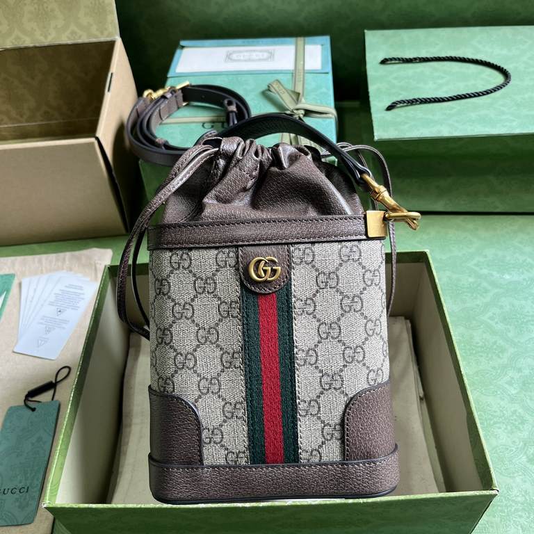 .   with full original green box packaging  Ophidia GG Bucket Bag. The Ophidia collection blends the best of Gucci's heritage with modern design to create an eye-catching new collection. The series contains webbing and d