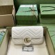 .   Comes with a full set of original green box packaging.  GG Marmont Collection Trimmed Card Case Mini Chain Wallet. The Double G accessory design infuses the brand's modern style with a traditional essence, bringing t