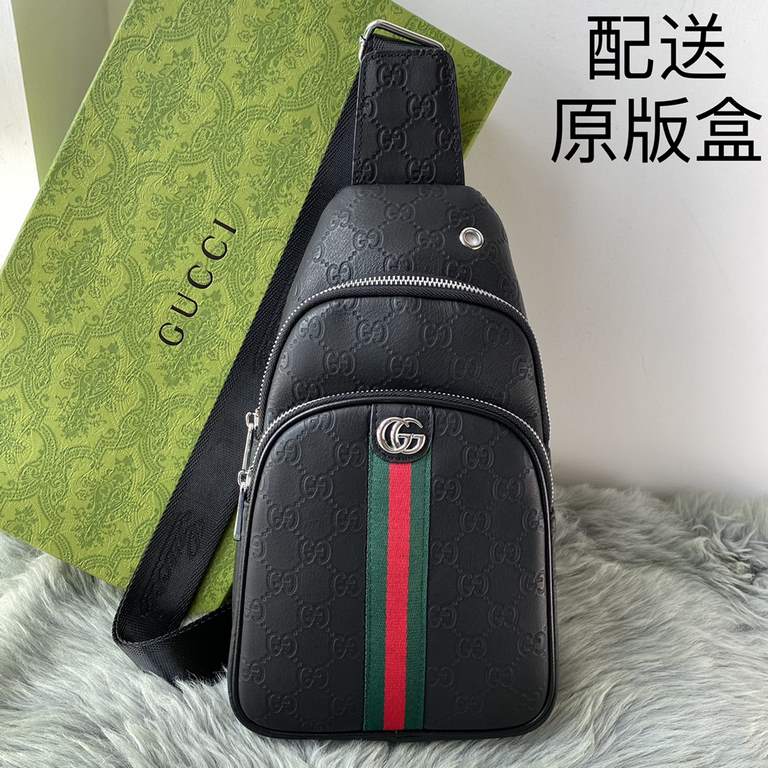 [Distribution of the original box] [Original single goods] [love] Gucci original single authentic new counter with the same high-end men's casual chest bag   workmanship is super refined and elegant. With imported raw ma