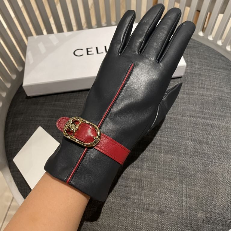 Celine Celine fall and winter new women's gloves official website synchronization    color matching series highlights the mature charm of imported sheepskin leather ultra-thin soft and comfortable version of the positive