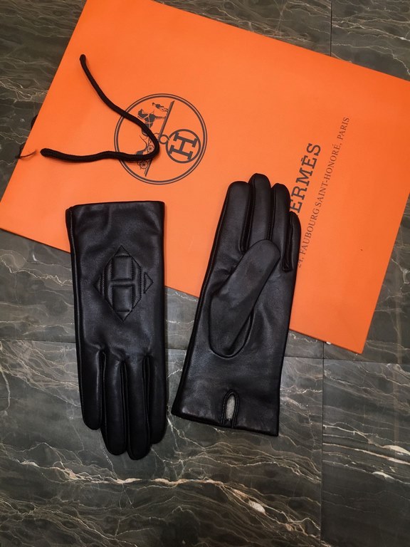 Hermes Hermes   explosive hot sale   [top original single] official website synchronization women's new high-grade sheepskin gloves   original custom     100% selection of imported lambskin Leather luster bright full sof