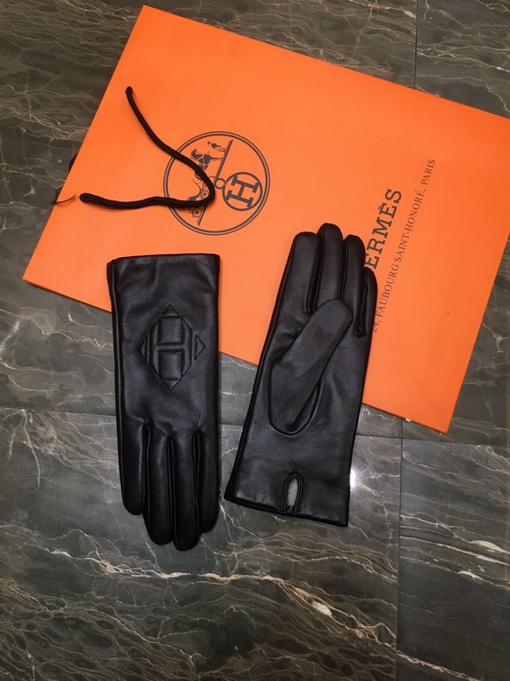 Hermes Hermes   explosive hot sale   [top original single] official website synchronization women's new high-grade sheepskin gloves   original custom     100% selection of imported lambskin Leather luster bright full sof