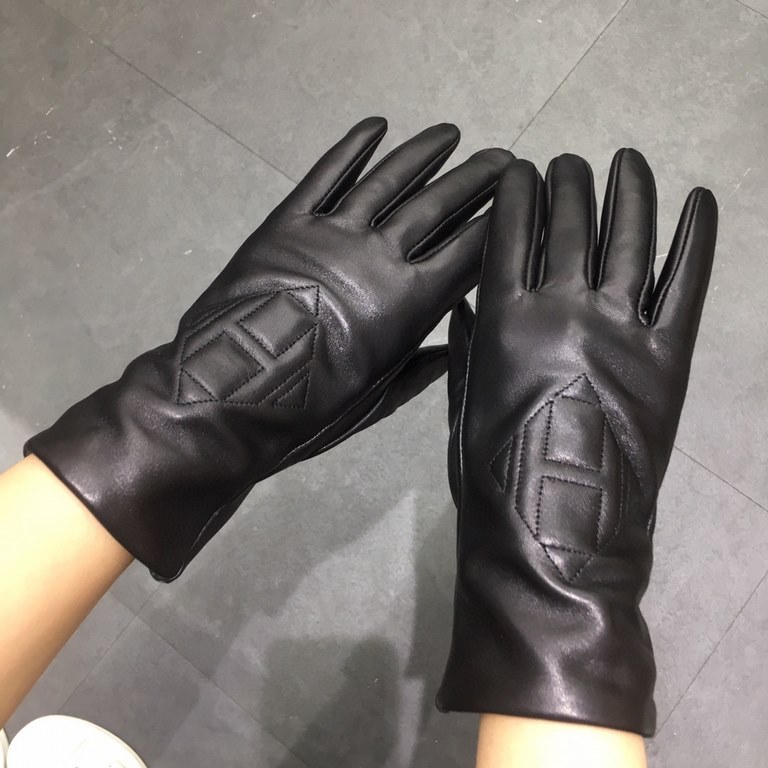 Hermes Hermes   explosive hot sale   [top original single] official website synchronization women's new high-grade sheepskin gloves   original custom     100% selection of imported lambskin Leather luster bright full sof