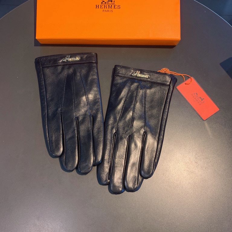 2022  Hermes HERMES men's gloves, exclusive customized, imported first-class sheepskin lining! Luxurious and generous, any age   can manage! With box    divided into two yardage, XL, XXL transfer picture must sell oh!