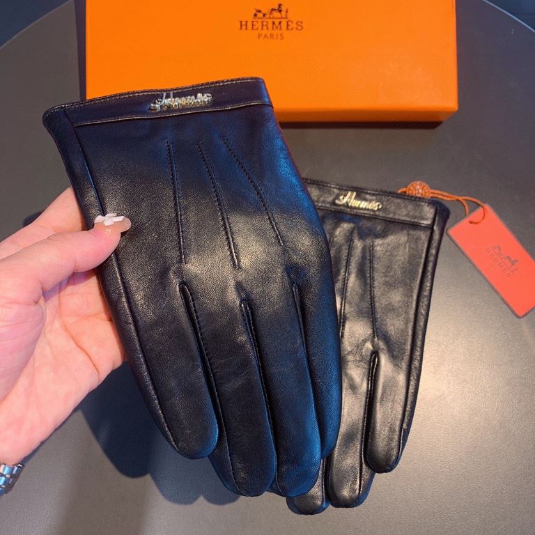 2022  Hermes HERMES men's gloves, exclusive customized, imported first-class sheepskin lining! Luxurious and generous, any age   can manage! With box    divided into two yardage, XL, XXL transfer picture must sell oh!