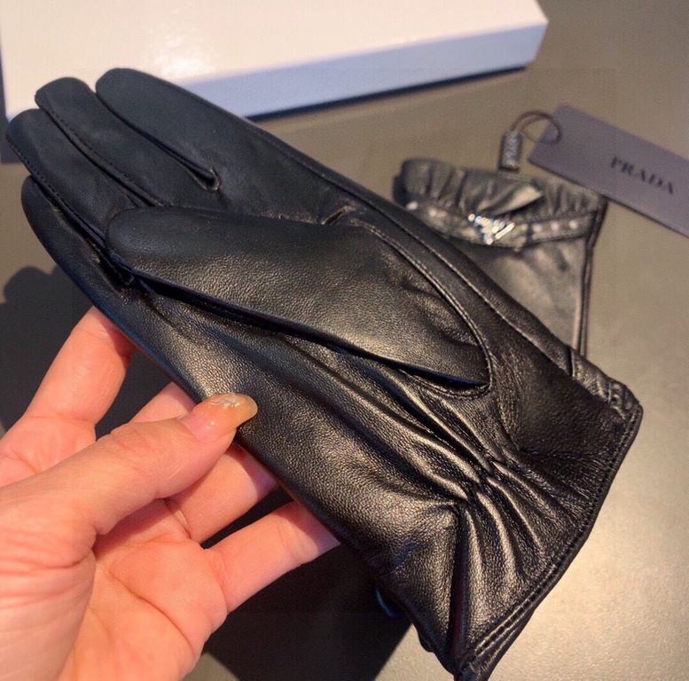 2023 new exclusive first  touch screen gloves Prada wave flower   edge gloves [original quality] official website synchronization Ms. new high-grade sheepskin gloves    goddesses preferred can not be missed        100% s