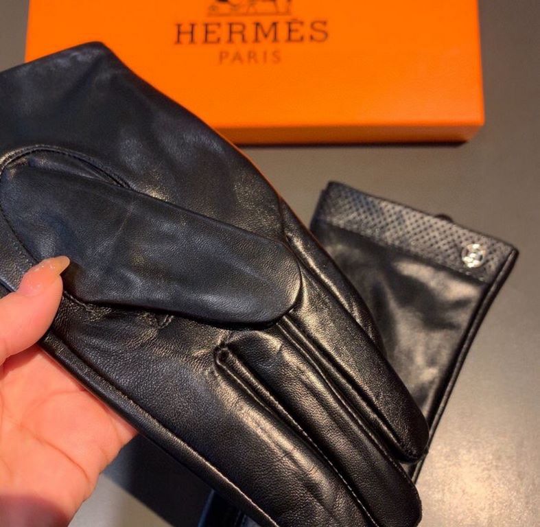 With packaging2022 new exclusive first  touch screen gloves Hermes (original quality) official website synchronization women's new high-grade sheepskin gloves    goddesses set of the United States preferred must be unmis