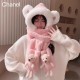 Chanel Chanel bear three-piece women's winter warm thickened plush hat scarf gloves all-in-one winter cute cycling scarf