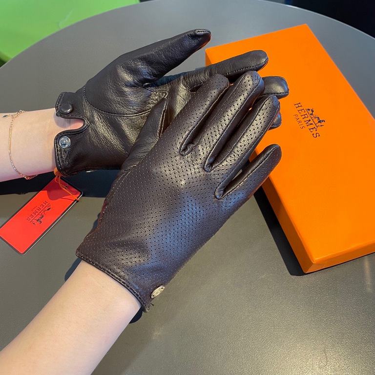 With packaging2022 new exclusive first  touch screen gloves Hermes (original quality) official website synchronization women's new high-grade sheepskin gloves    goddesses set of the United States preferred must be unmis