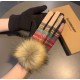 With packagingBurberry BURBERRY counter new large fox fur ball   wool gloves   fashion gloves, fall and winter warm padded lining, classic plaid, on the hand super comfortable and soft,   versatile! average size