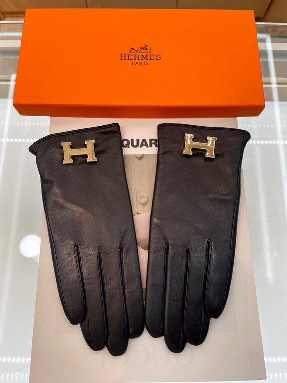 new exclusive first Hermes touch screen women's gloves [original quality] official website synchronization women's new imported sheepskin gloves    goddess preferred can not be missed    hundred percent selection of impo