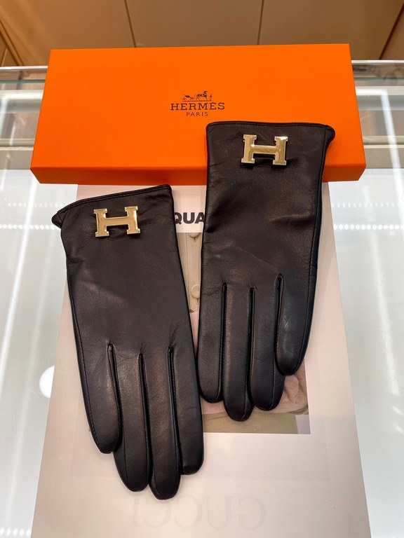 new exclusive first Hermes touch screen women's gloves [original quality] official website synchronization women's new imported sheepskin gloves    goddess preferred can not be missed    hundred percent selection of impo