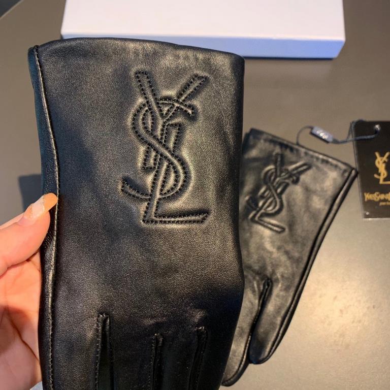 Run2022 new exclusive first  Saint Laurent YLS touch screen women's gloves [original quality] official website synchronization Ms. new high-grade sheepskin gloves    goddess preferred can not be missed    hundred percent