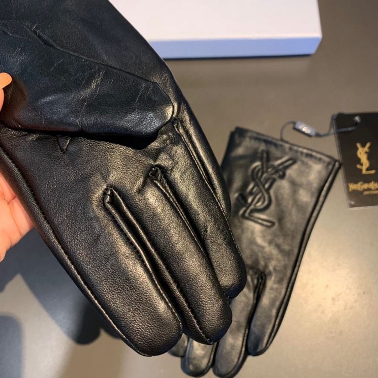 Run2022 new exclusive first  Saint Laurent YLS touch screen women's gloves [original quality] official website synchronization Ms. new high-grade sheepskin gloves    goddess preferred can not be missed    hundred percent