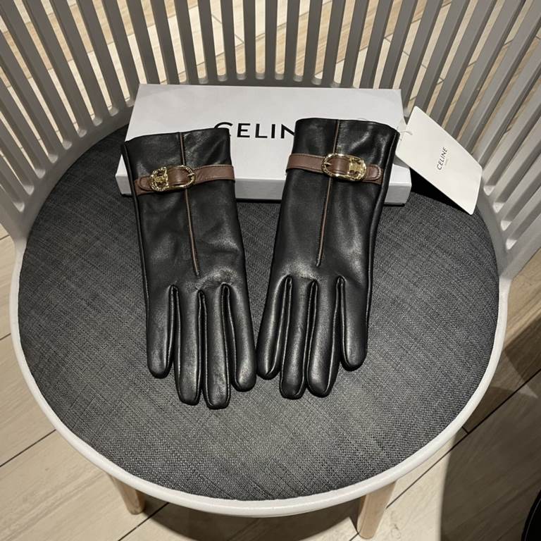 Celine Celine fall and winter new women's gloves official website synchronization    color matching series highlights the mature charm of imported sheepskin leather ultra-thin soft and comfortable version of the positive