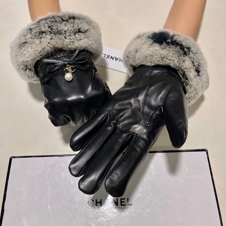 Chanel Chanel 2023 fall and winter lazy rabbit hair sheepskin   gloves   cell phone touch screen, worth comparing     the same paragraph of different qualities, kill the market poor products, imported first-class sheepsk