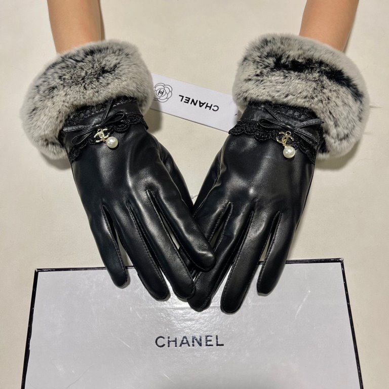 Chanel Chanel 2023 fall and winter lazy rabbit hair sheepskin   gloves   cell phone touch screen, worth comparing     the same paragraph of different qualities, kill the market poor products, imported first-class sheepsk