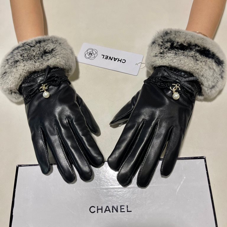 Chanel Chanel 2023 fall and winter lazy rabbit hair sheepskin   gloves   cell phone touch screen, worth comparing     the same paragraph of different qualities, kill the market poor products, imported first-class sheepsk