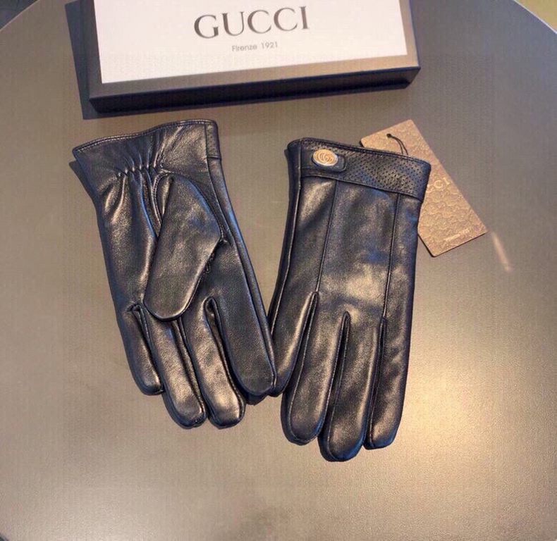 2021 new exclusive first   touch screen gloves men's gloves Gucci Gucci new high-grade sheepskin gloves    type of men preferred can not be missed    hundred percent of the selection of imported sheepskin Leather fine an