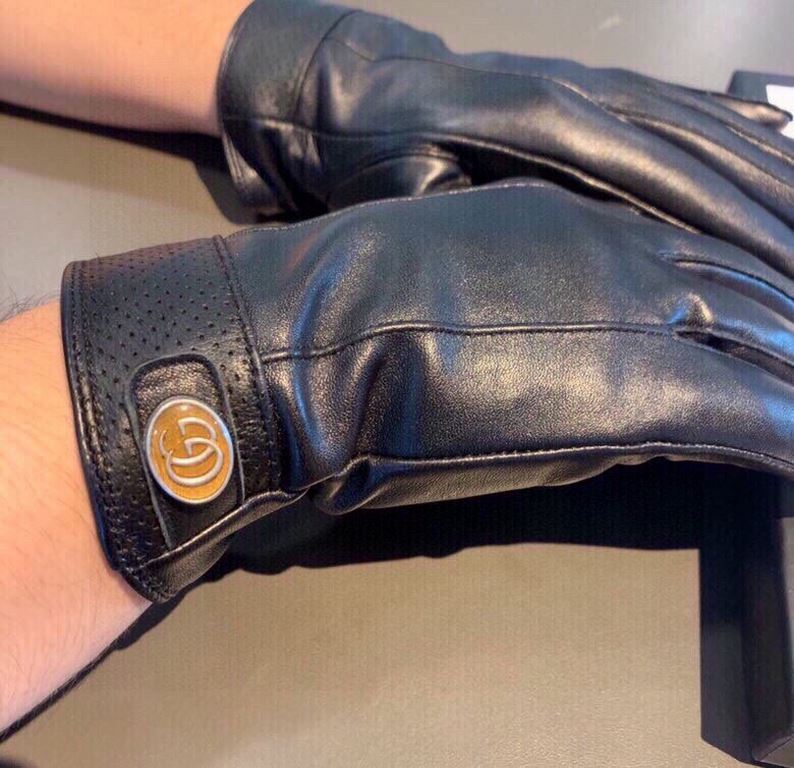 2021 new exclusive first   touch screen gloves men's gloves Gucci Gucci new high-grade sheepskin gloves    type of men preferred can not be missed    hundred percent of the selection of imported sheepskin Leather fine an