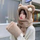 Chanel Chanel 2021 bear hat women's fall and winter girls cycling ear protection warm plush hooded scarf gloves three-piece set