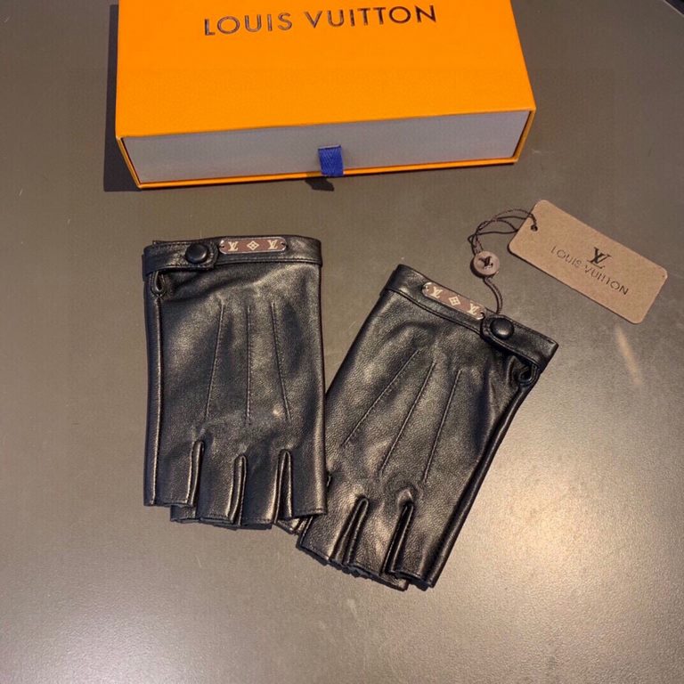 2022 LV new short gloves, fashion biker   gloves, fall and winter new cloth lining, fashion   on the hand super comfortable soft and versatile! Set beauty goddess must-have   with box   yardage ML