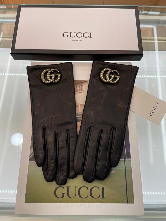 Gucci  burst to   [top original single] official website synchronization women's new high-grade sheepskin gloves     100% selection of imported sheepskin lining velvet lining warmth and comfort better Leather luster brig