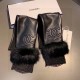 CHANEL CHANEL women's models explosive models finger-length gloves imported original leather (first-class sheepskin)  raccoon fur    mercerized lining   elastic fabric physical super beautiful export overseas goods noble