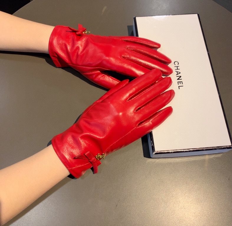 2022 new exclusive first  big red   touch screen gloves Chanel Chanel [original quality] official website synchronization Ms. new high-grade sheepskin gloves    goddess preferred can not miss        hundred percent of th