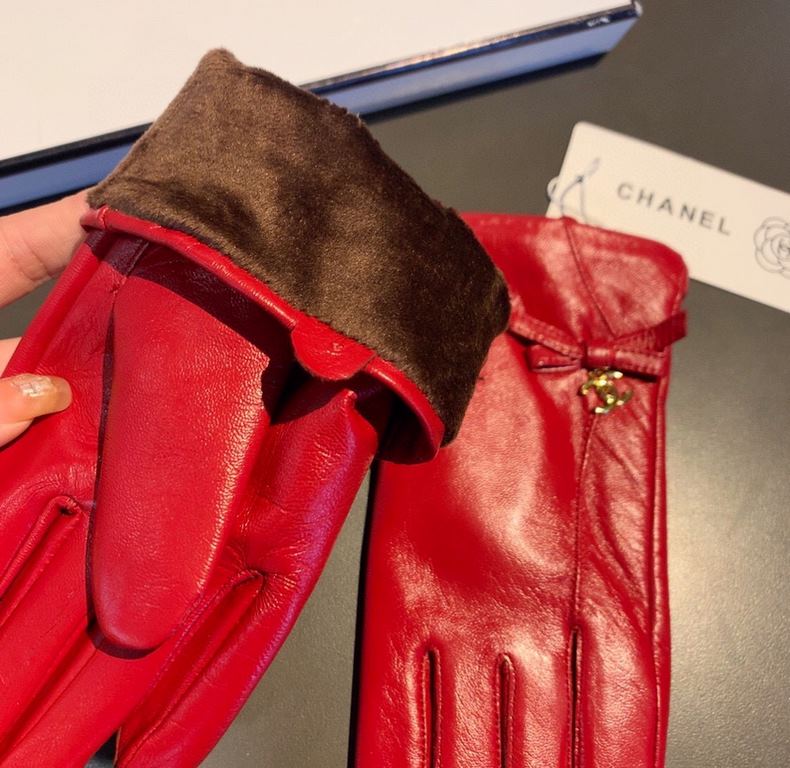 2022 new exclusive first  big red   touch screen gloves Chanel Chanel [original quality] official website synchronization Ms. new high-grade sheepskin gloves    goddess preferred can not miss        hundred percent of th