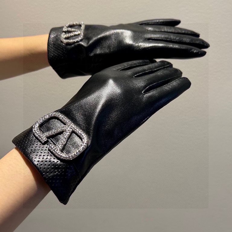 2023 new exclusive first  Valentino VALENTINO full of diamonds      touch-screen women's gloves [the original quality] official synchronization of the official website Ms. new high-grade sheepskin gloves    goddesses pre