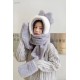 Fendifen fendl fall and winter Korean version of the cute bear scarf gloves hat three-piece set of thickened warm plush scarf ear protection one-piece cap